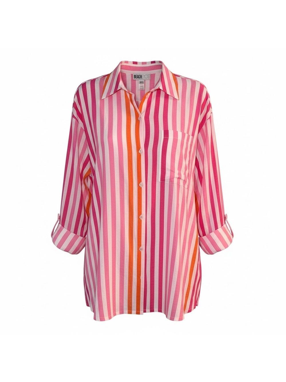 Beach Riot Alexa Top Sunset Stripes Cotton Coverup Pink Orange Size Petite Large - Picture 6 of 6